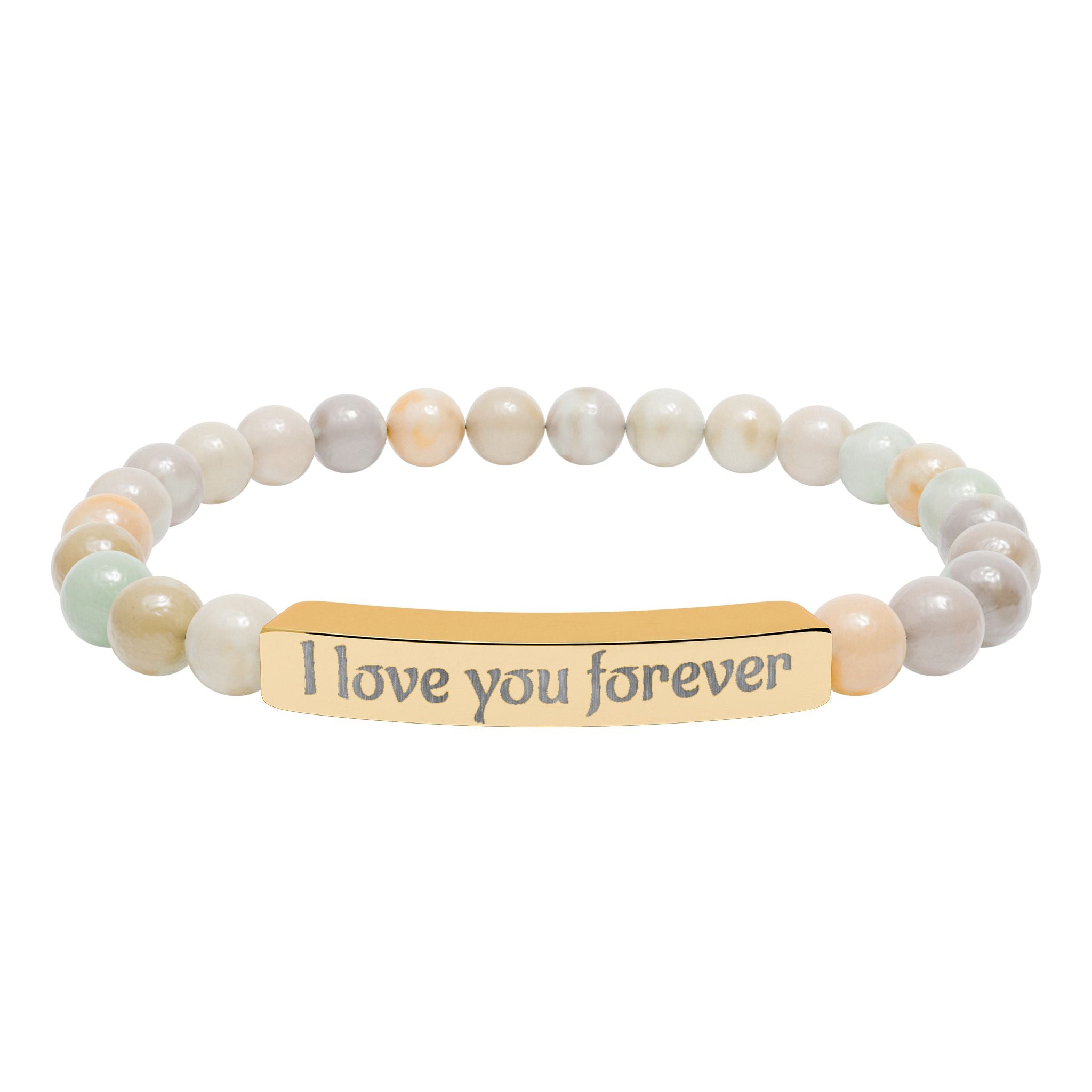 Engraved Natural Stone Stretch Bracelet